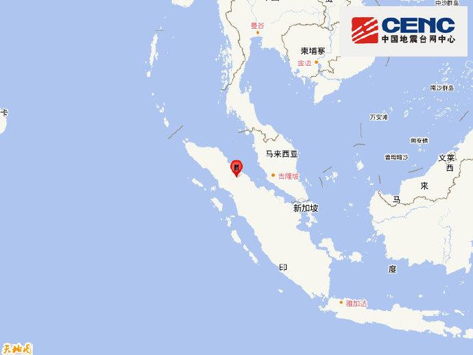 印尼苏门答腊岛发生6.8级地震 震源深度170千米
