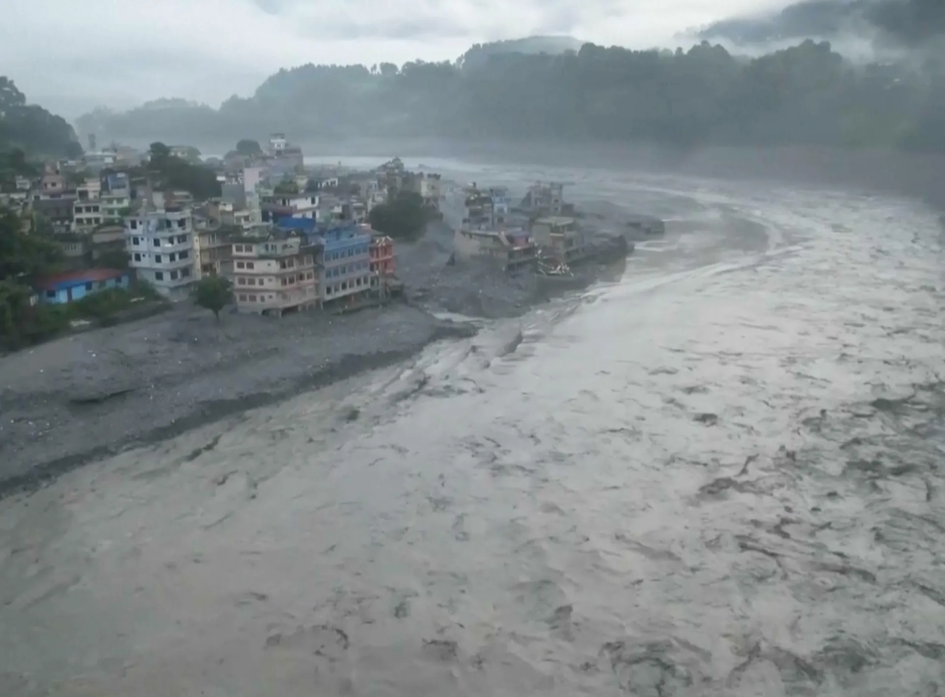 Aerial video shows devastation in flood-hit Nepal