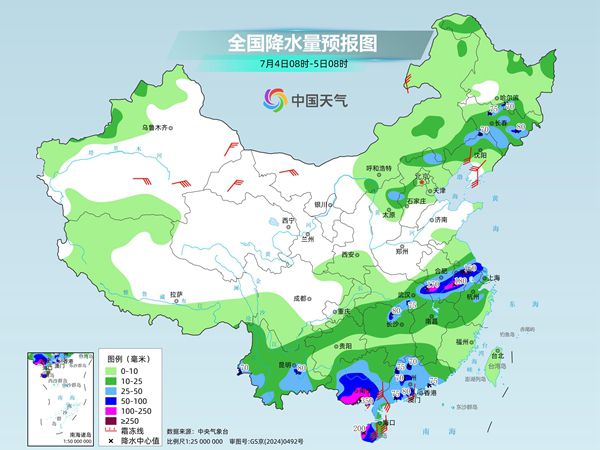 台风“美莎克”携强降雨持续影响华南 北方高温范围广泛