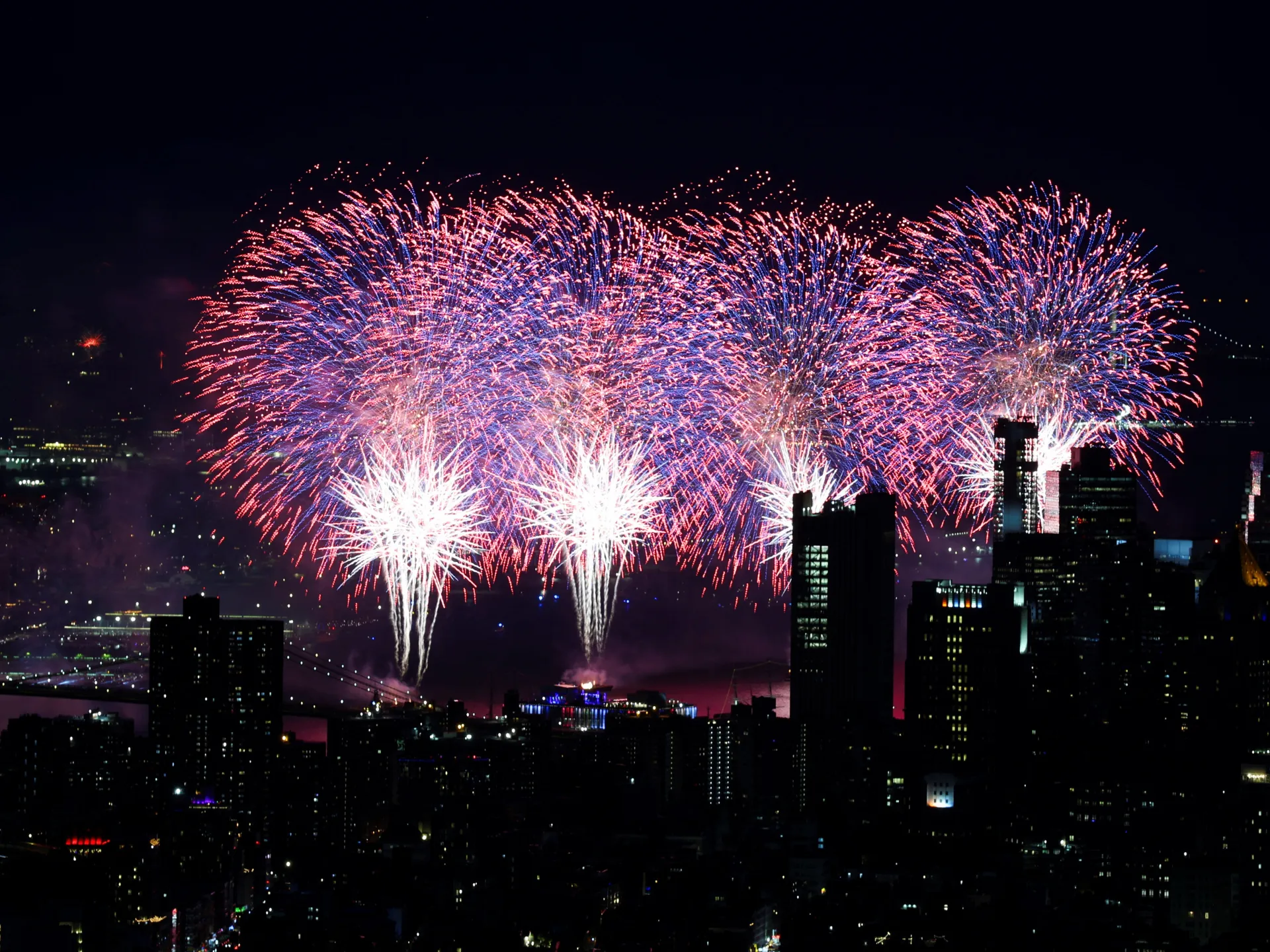Fireworks light up New York City to mark 250 years of US independence