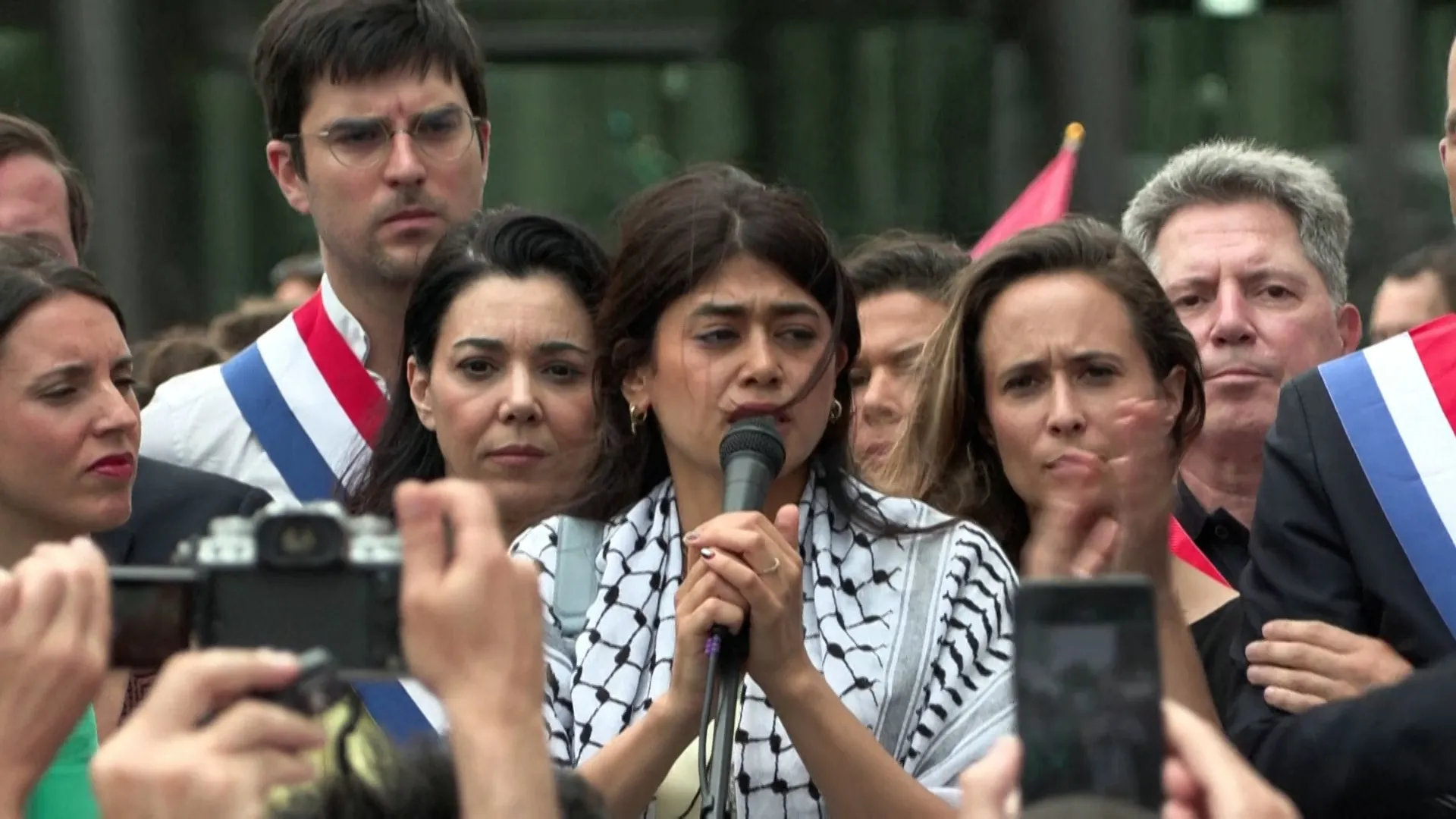 Pro-Palestine MEP Rima Hassan arrives at trial for ‘glorifying terrorism’