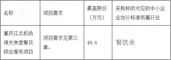 重庆江北机场海关食堂餐饮综合服务项目比选公告