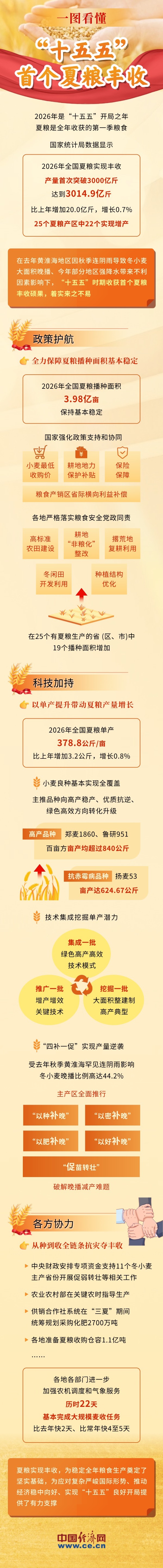 一图看懂“十五五”首个夏粮丰收 何以突破3000亿斤？