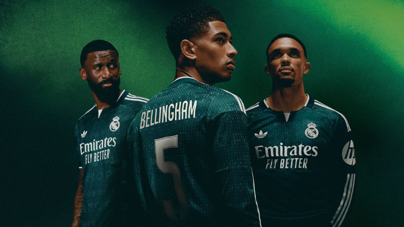 Real Madrid's new away kit first green jersey sinc...