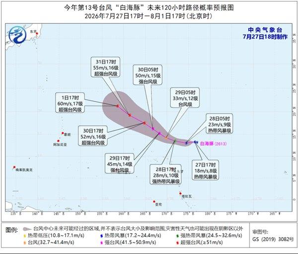 “红霞”停止编号 今年第13号台风“白海豚”生成